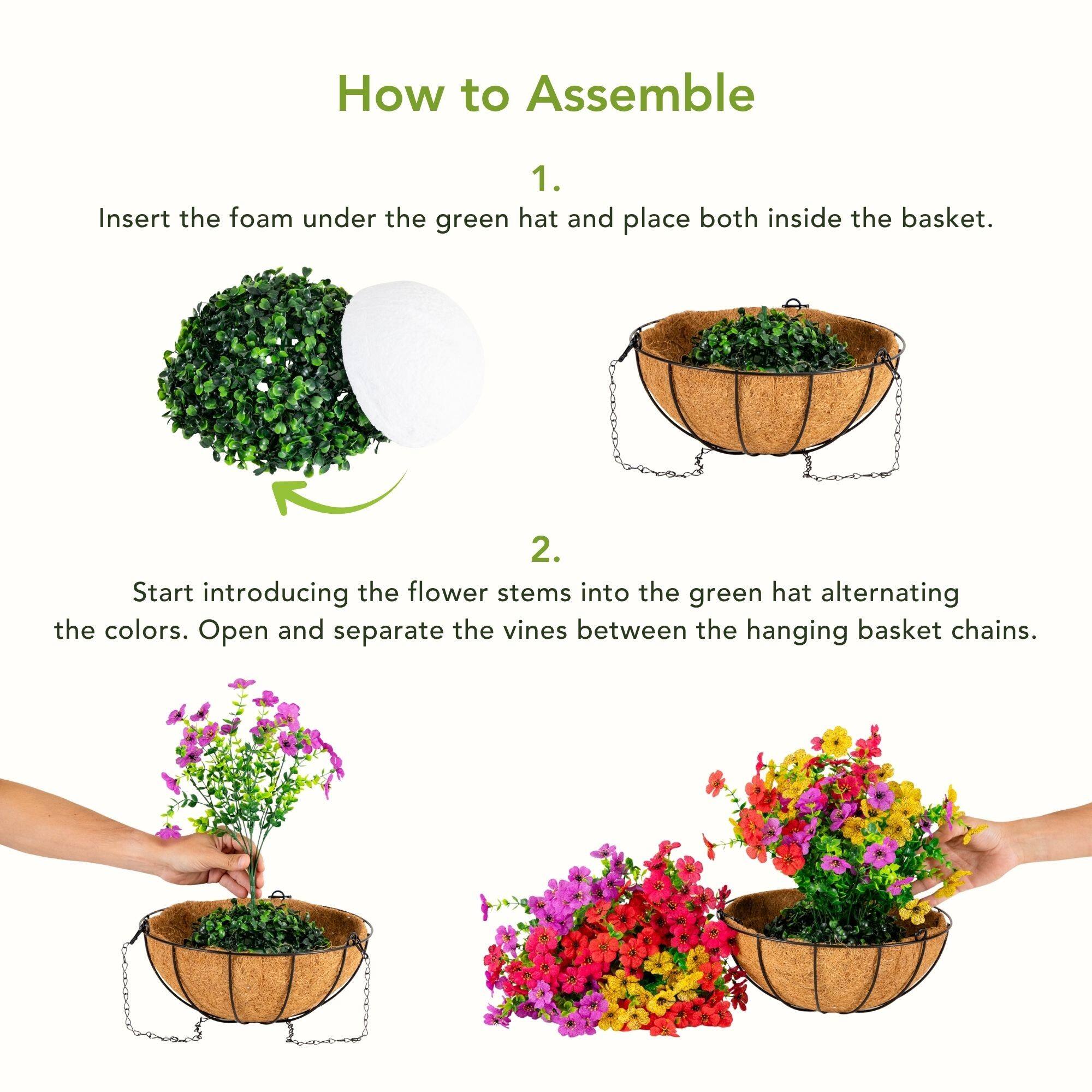 24" UV Resistant Artificial Daisy Hanging Basket DIY Kit